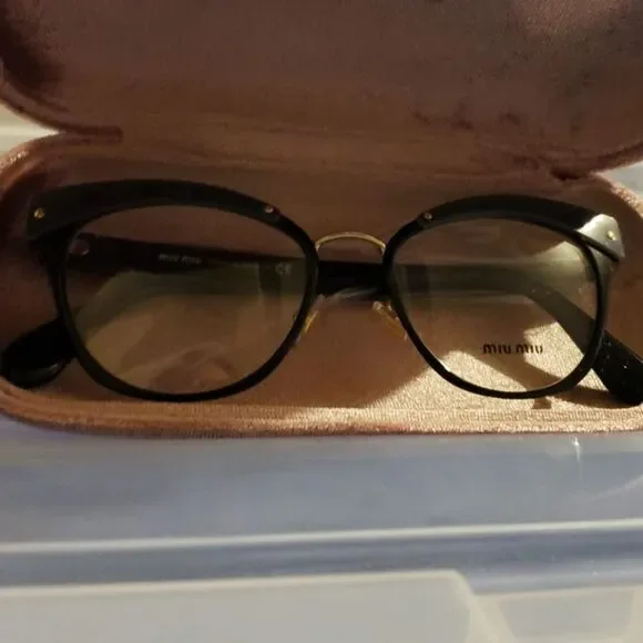 Miu Miu Cat Eye Style Eyeglasses Black W/Demo Lens - Picture 2 of 7